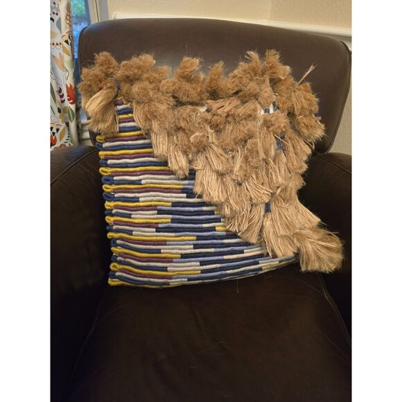 Jonathan Adler Topanga Corded Throw Pillow With Tassels & Embroidered Detail - Picture 1 of 3
